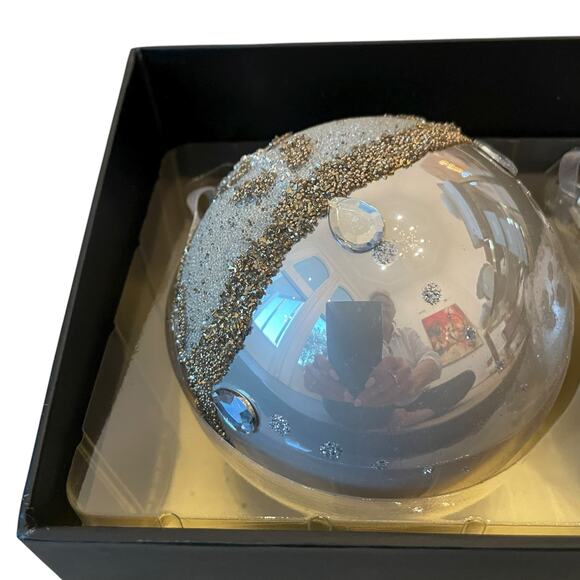 Christian Lacroix Beaded Glass Ornament Set of 3 Iridescent Pink & Gold NEW - Picture 8 of 16